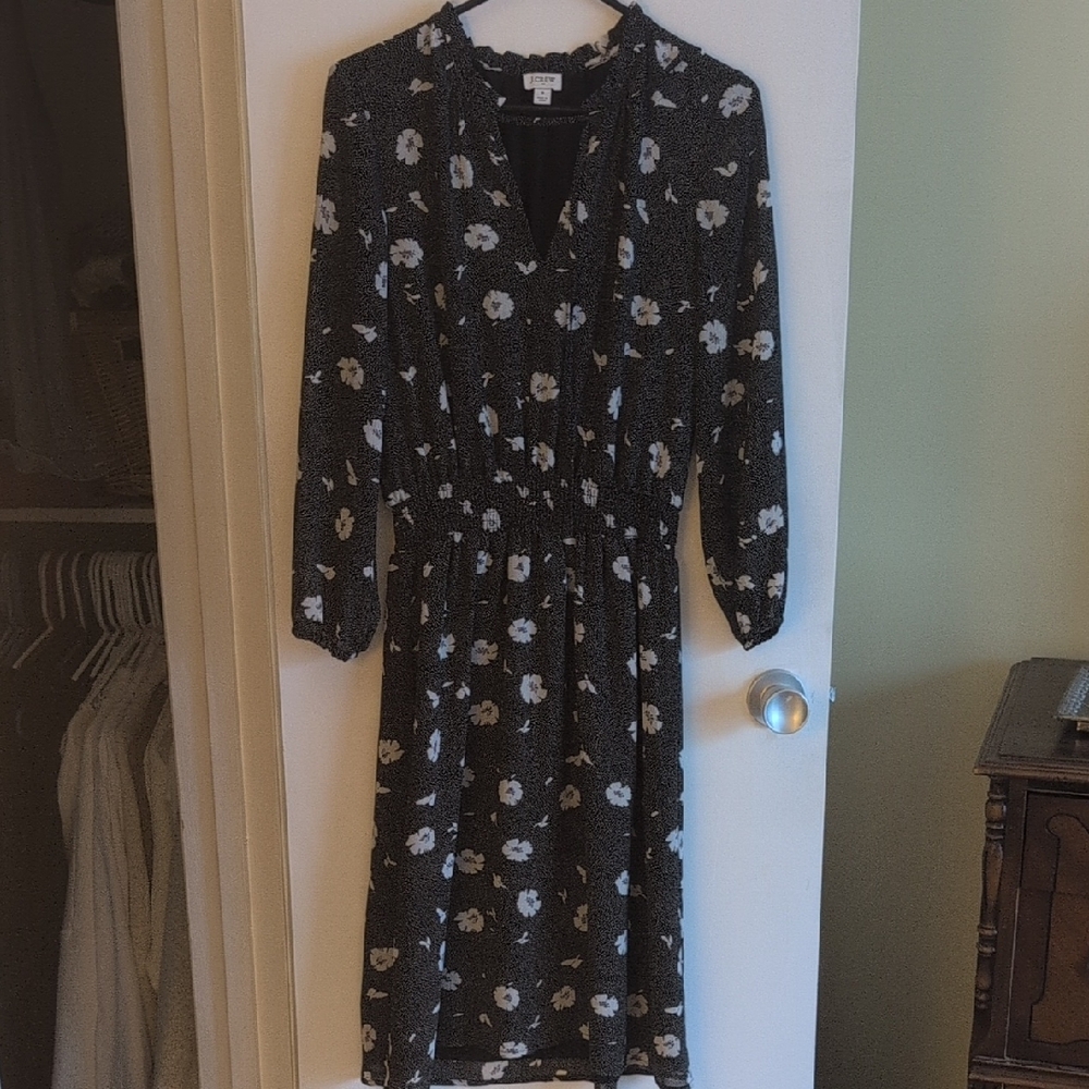 J. Crew Factory Black and White Floral Dress